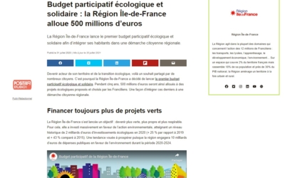 Budget participatif écologique et solidaire de la Région Île-de-France