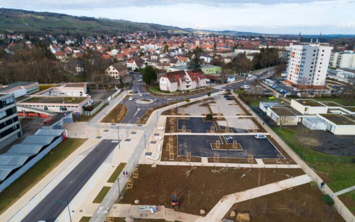 noues, bordures abaissées et arbres plantés au quartier Henri Meck, à Molsheim - Crédits Photo