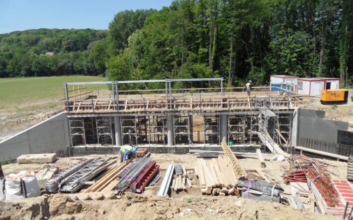 Le chantier de la digue et de l’extension de la zone inondable – Crédits photo : Syndicat Rivières de Haute-Alsace