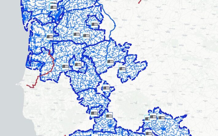 Une carte présentant l’ensemble du réseau couvert par le SDeau50 - Crédits photo : SDeau50