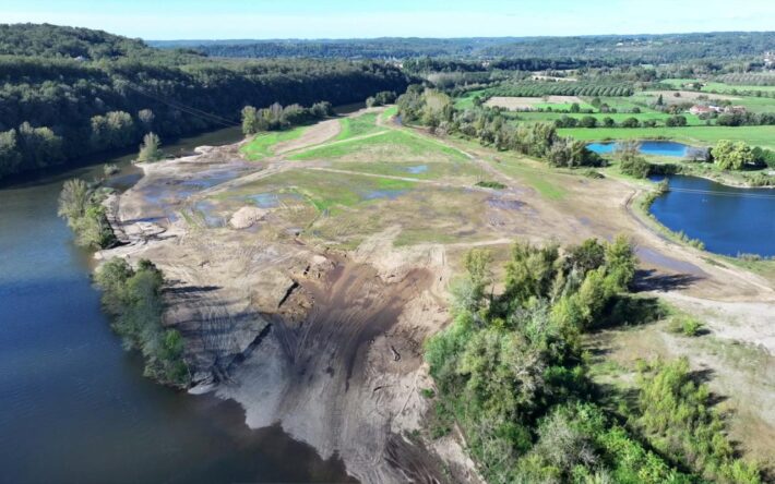 Le site de l’ancienne gravière de Maison-Neuve située sur les communes de Saint-Chamassy et du Buisson-de-Cadouin, d'une superficie de 22 ha, a été restaurée dans le cadre du programme LIFE rivière Dordogne entre mars et novembre 2024 - Crédits photo : EPIDOR