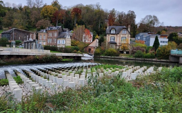 Depuis sa mise en place, le dispositif est végétalisé par de nombreuses espèces - Crédits photo : Banque des Territoires