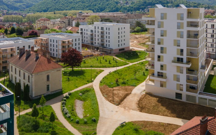 Le projet de l’écoquartier Vauban repense les pratiques de gestion des eaux pluviales pour augmenter la résilience de la Ville face aux épisodes de fortes pluies - Crédits photo : Banque des Territoires
