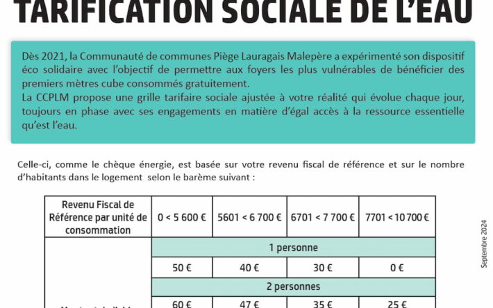Formulaire de la tarification sociale sur l'eau - Crédits photo : CCPLM