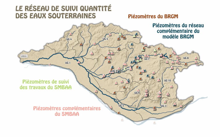 Le réseau piézométrique suit l'état des nappes profondes (BRGM) et superficielles (réseau complémentaire de suivi du SMBAA) – Crédit photo : Banque des Territoires