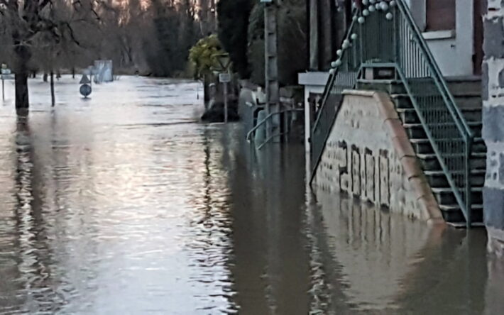 Les zones basses se retrouvent submergées lorsque le fleuve sort de son lit - Crédits photo : Mairie de Monheurt