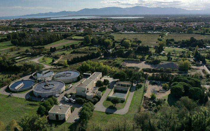 Vue d'ensemble aérienne de la STEP - Crédits photo : LaCatalanedesEaux-Eau Agglo