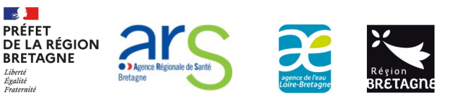 Image comprenant les logos duPréfet region bretagne, de l'ARS Bretagne, l'Agence de l'Eau Loire-Bretagne et la Région Bretagne