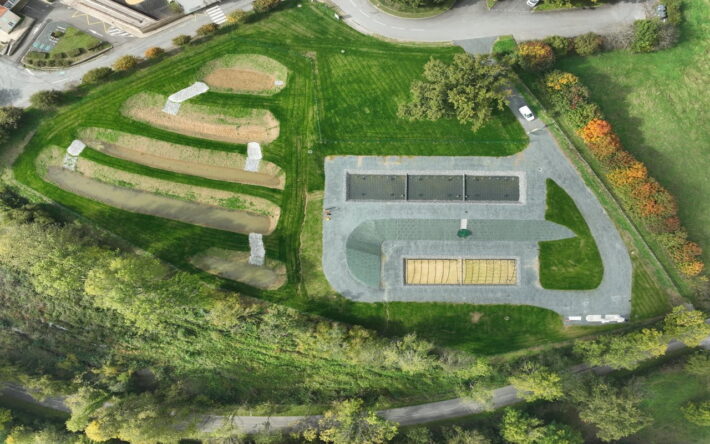 Vue aérienne de la station d’épuration au moment de la livraison (octobre 2024) - Crédits photo : Sodaf TP/Vendée Eau