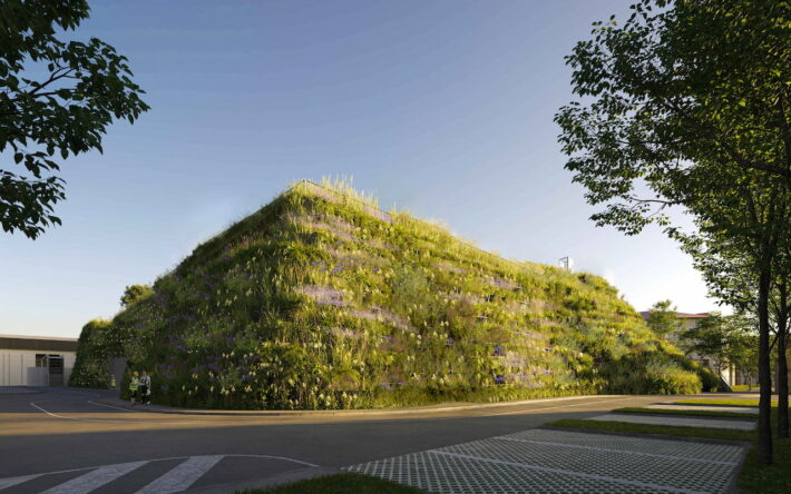 Vue prospective du futur bâtiment membranaire de l’usine de Neuilly-sur-Marine. Conçu pour intégrer les nouvelles installations, il s’inscrit dans la stratégie de modernisation des unités de production d’eau potable. - Crédits photo : SEDIF